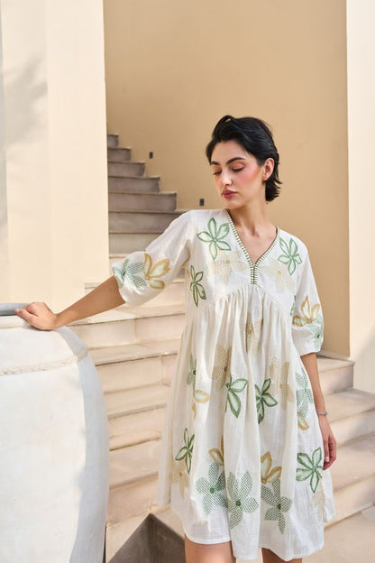 Beautiful Designer Embroidery Work Cotton Fabric Tunic For Girl