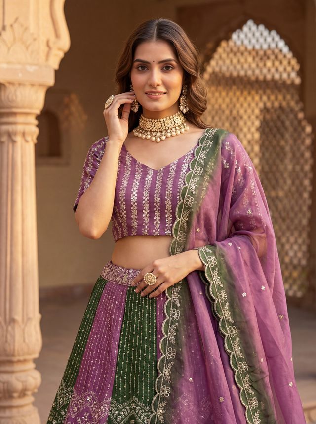 Elegant Embroidered Ethnic Lehenga