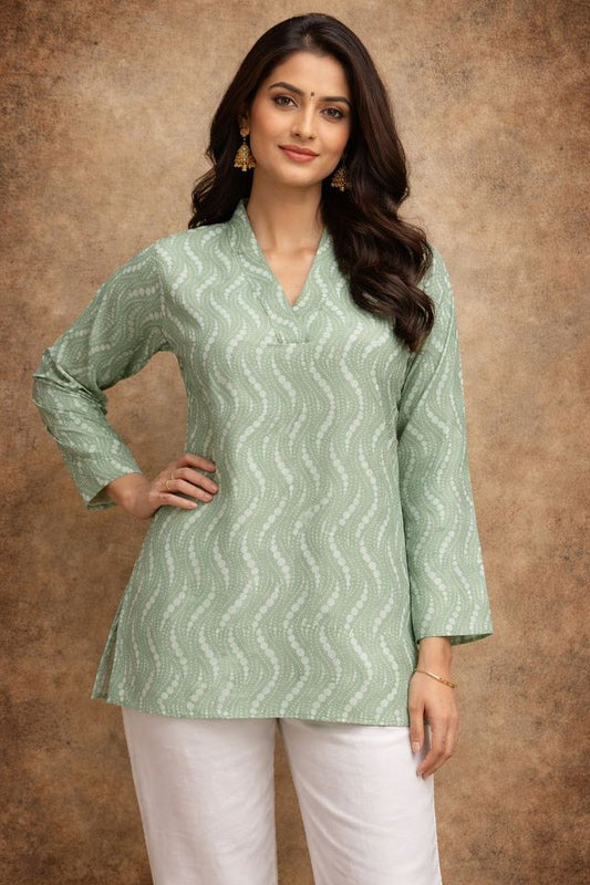 Pista Color Designer Digital Printed Muslin Fabric Foral Ethnic Kurta