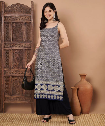 Blue Color Cotton Fabric Designer Printed Stylish Formal Kurta (D)