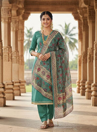 Blue Color Beautiful Ethnic Partywear Embroidered Suit