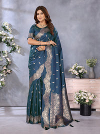 blue Premium banarasi tissue silk saree with gala weaving work