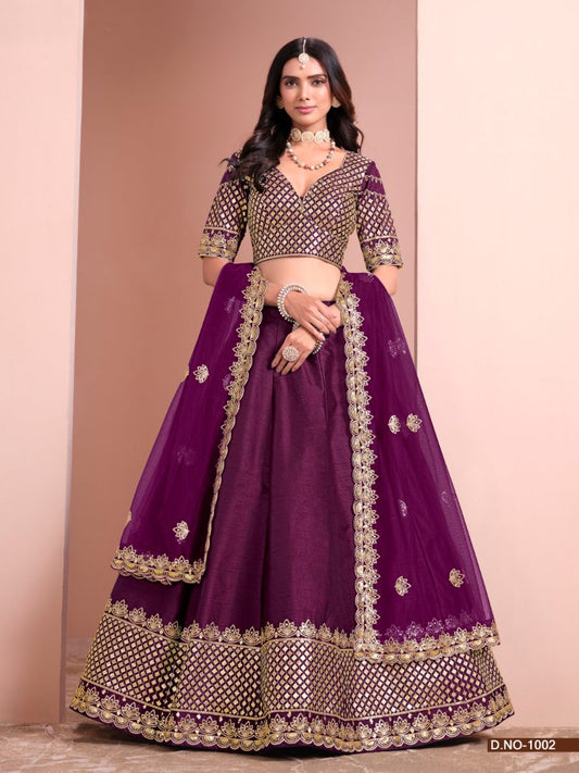 Purple Art Silk Designer Lehenga With Blouse