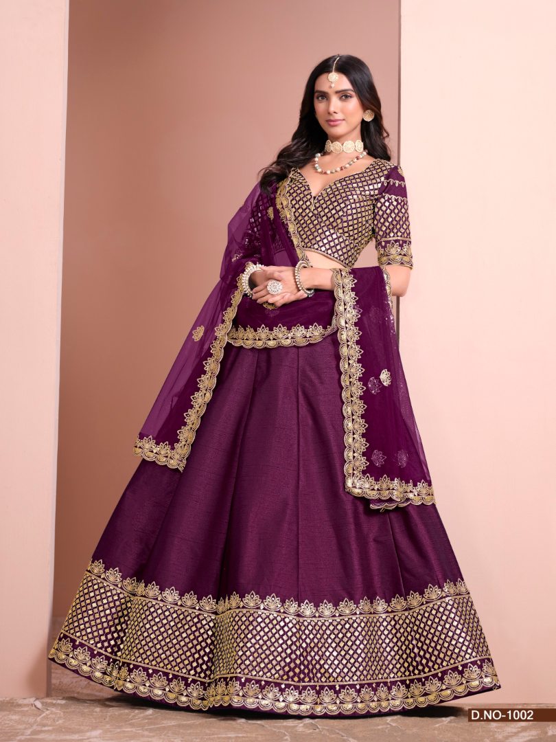 Purple Art Silk Designer Lehenga With Blouse
