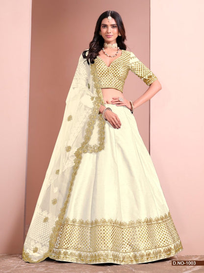 White Art Silk Designer Lehenga With Blouse
