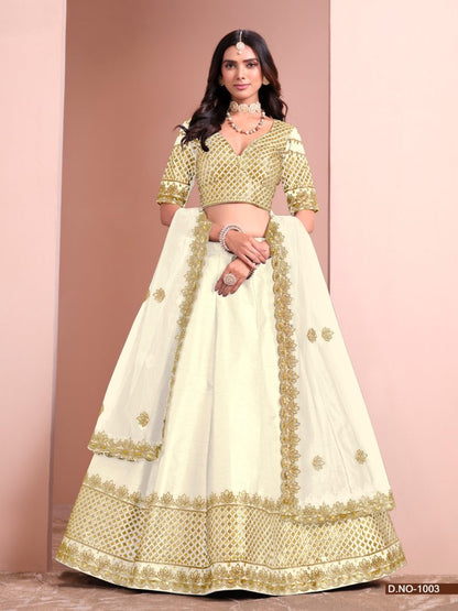 White Art Silk Designer Lehenga With Blouse