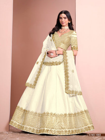White Art Silk Designer Lehenga With Blouse