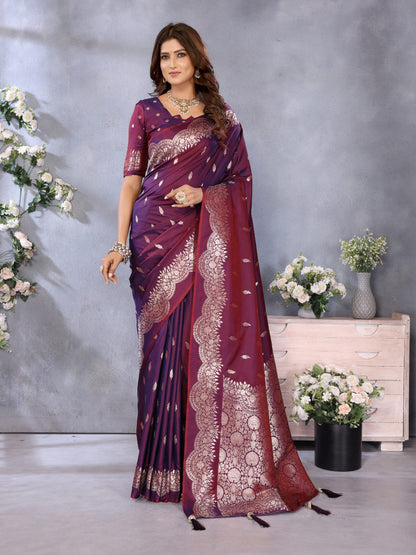 maroon Premium banarasi tissue silk saree with gala weaving work