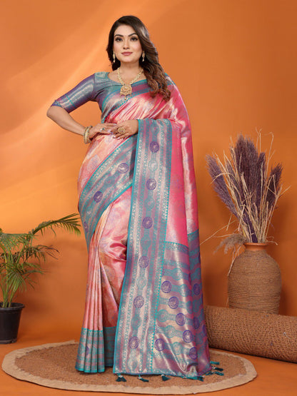 Pink Banarasi Tissue Silk