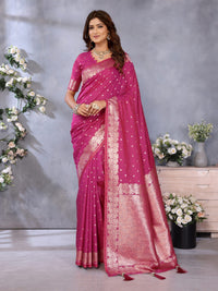 magenta Premium banarasi tissue silk saree with gala weaving work