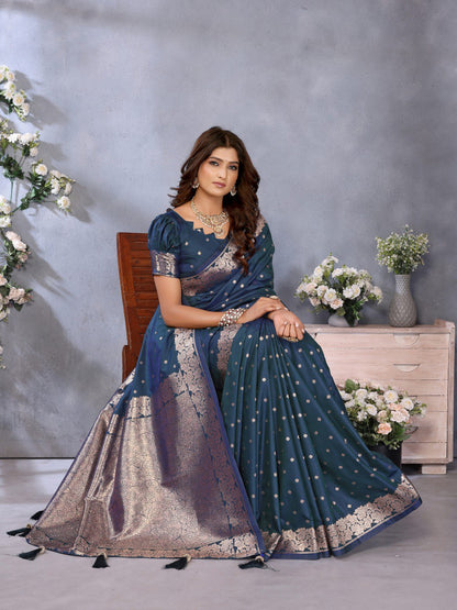 teal Premium banarasi tissue silk saree with gala weaving work