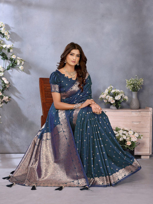 teal Premium banarasi tissue silk saree with gala weaving work