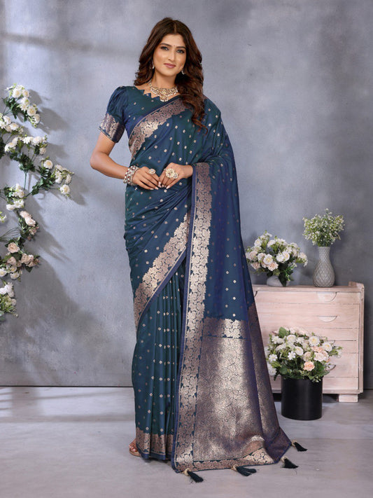 teal Premium banarasi tissue silk saree with gala weaving work