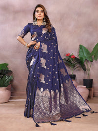 dark navy blue Premium banarasi tissue silk saree with gala weaving work