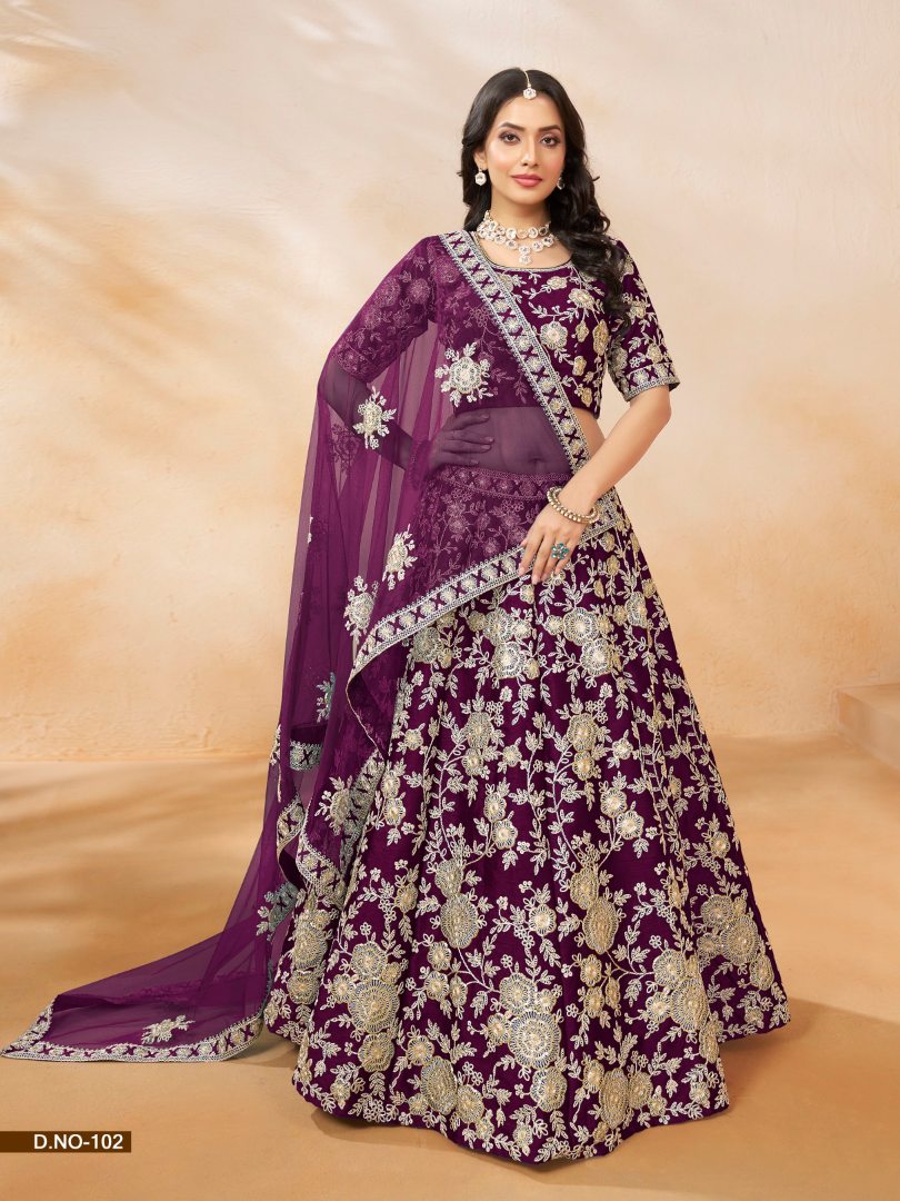 Navy Blue Embroidered Heavy Art Silk Designer Lehenga With Blouse