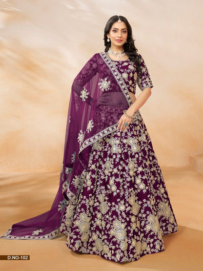Navy Blue Embroidered Heavy Art Silk Designer Lehenga With Blouse