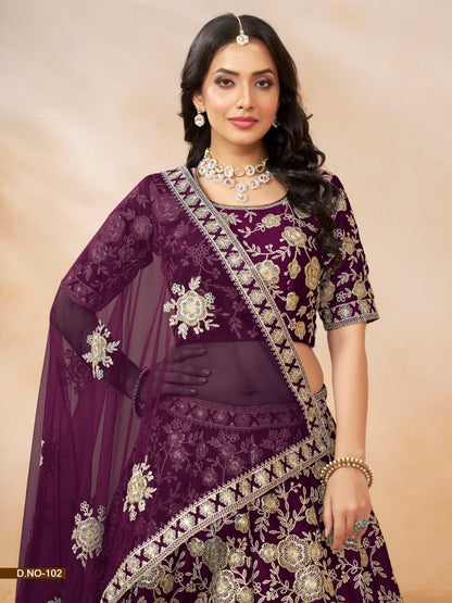 Navy Blue Embroidered Heavy Art Silk Designer Lehenga With Blouse