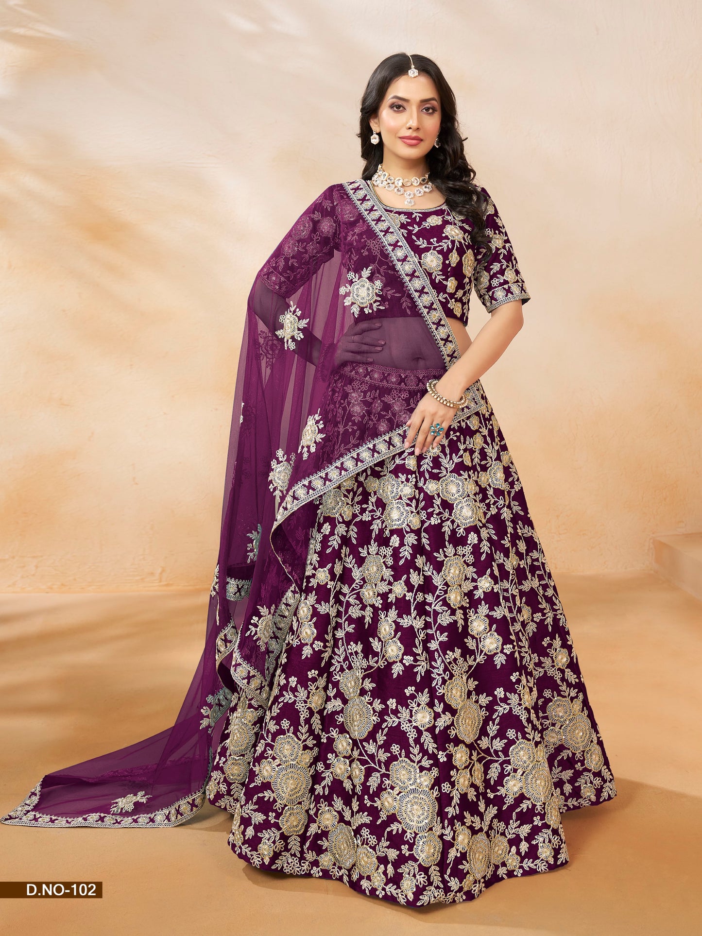 Purple Embroidered Heavy Art Silk Designer Lehenga With Blouse