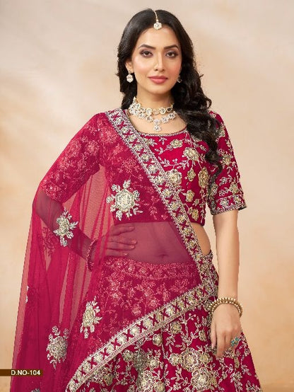 Rani Pink Embroidered Heavy Art Silk Designer Lehenga With Blouse