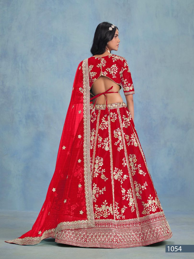 Red Embriodered Heavy Art Silk Designer Lehenga With Blouse