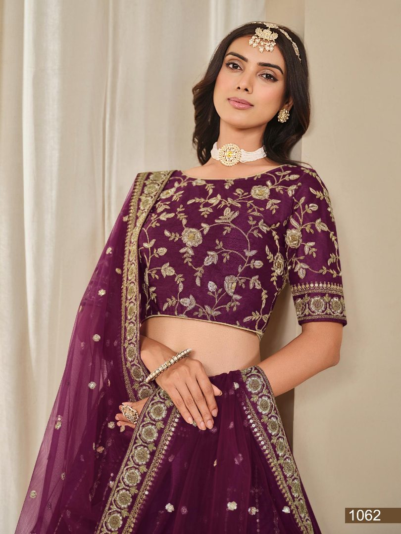 Puprle Embriodered Heavy Art Silk Designer Lehenga With Blouse
