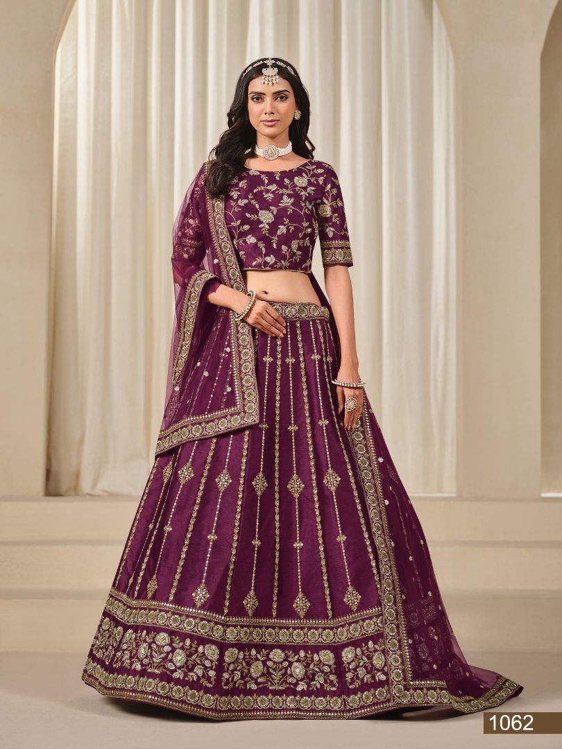 Puprle Embriodered Heavy Art Silk Designer Lehenga With Blouse