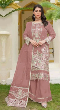 Brown Fox Georgette Semi Stitched Suit with Embroidery Sequence Work