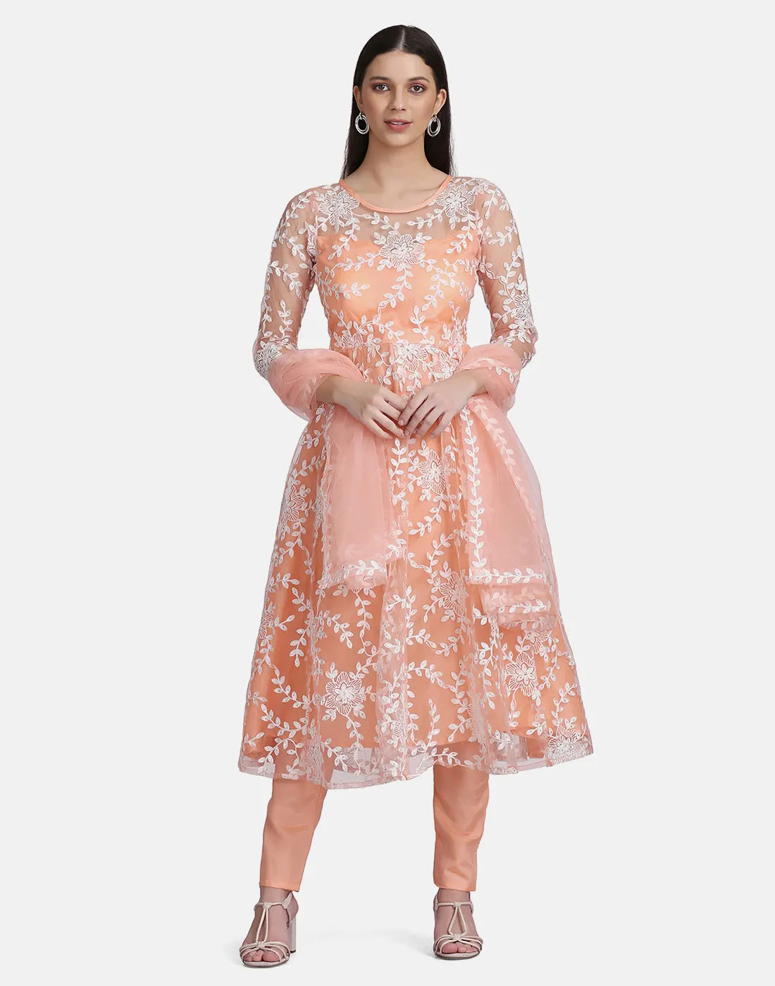 Stylish Ethnic Anarkali Suit with Fancy Dupatta Set