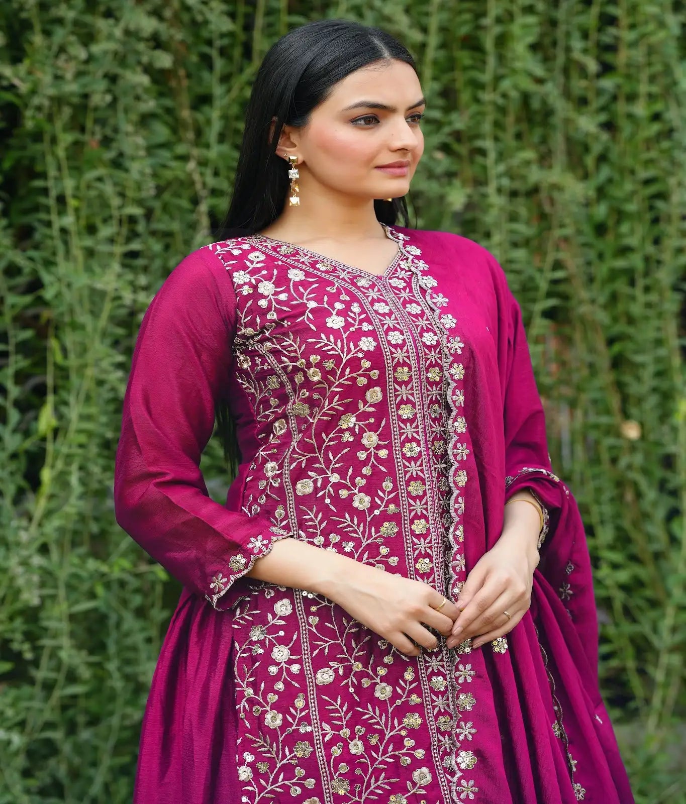 Heavy Chinon Suit With Sequence Embroidered Work 54