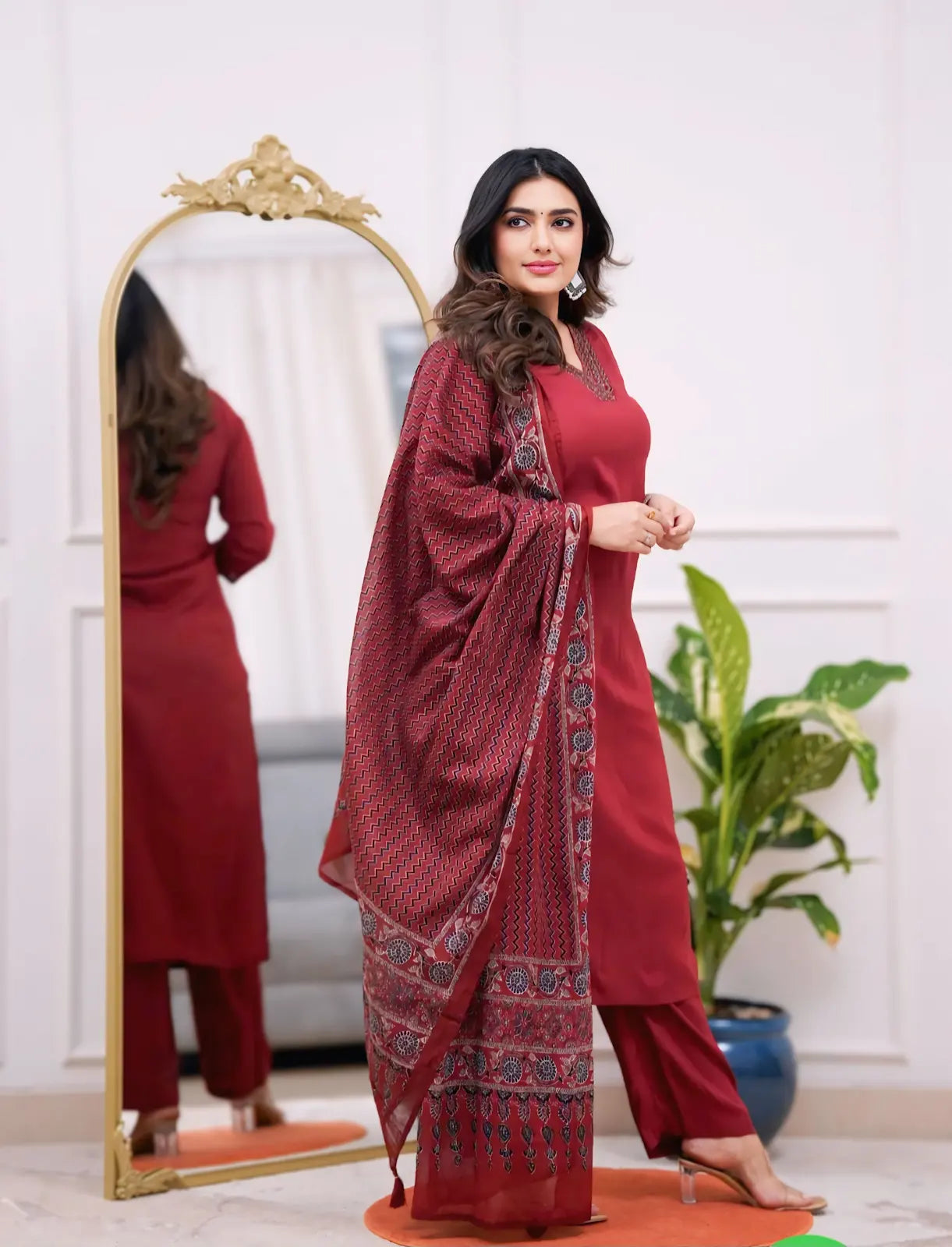 Women's Gorgeous Parmpara Fabric Embroidery Work Straight Kurta Pant and Dupatta Set