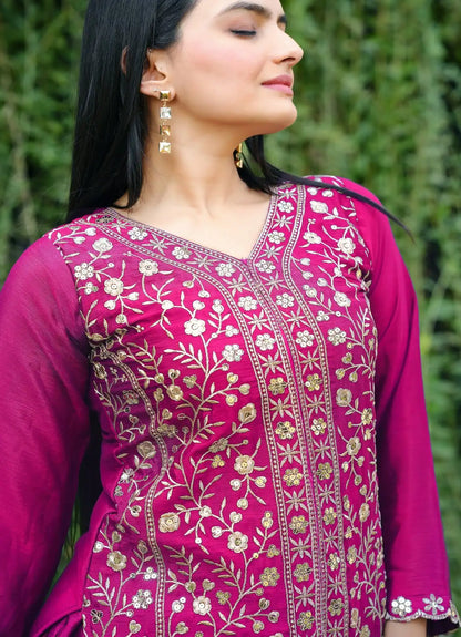 Heavy Chinon Suit With Sequence Embroidered Work 54