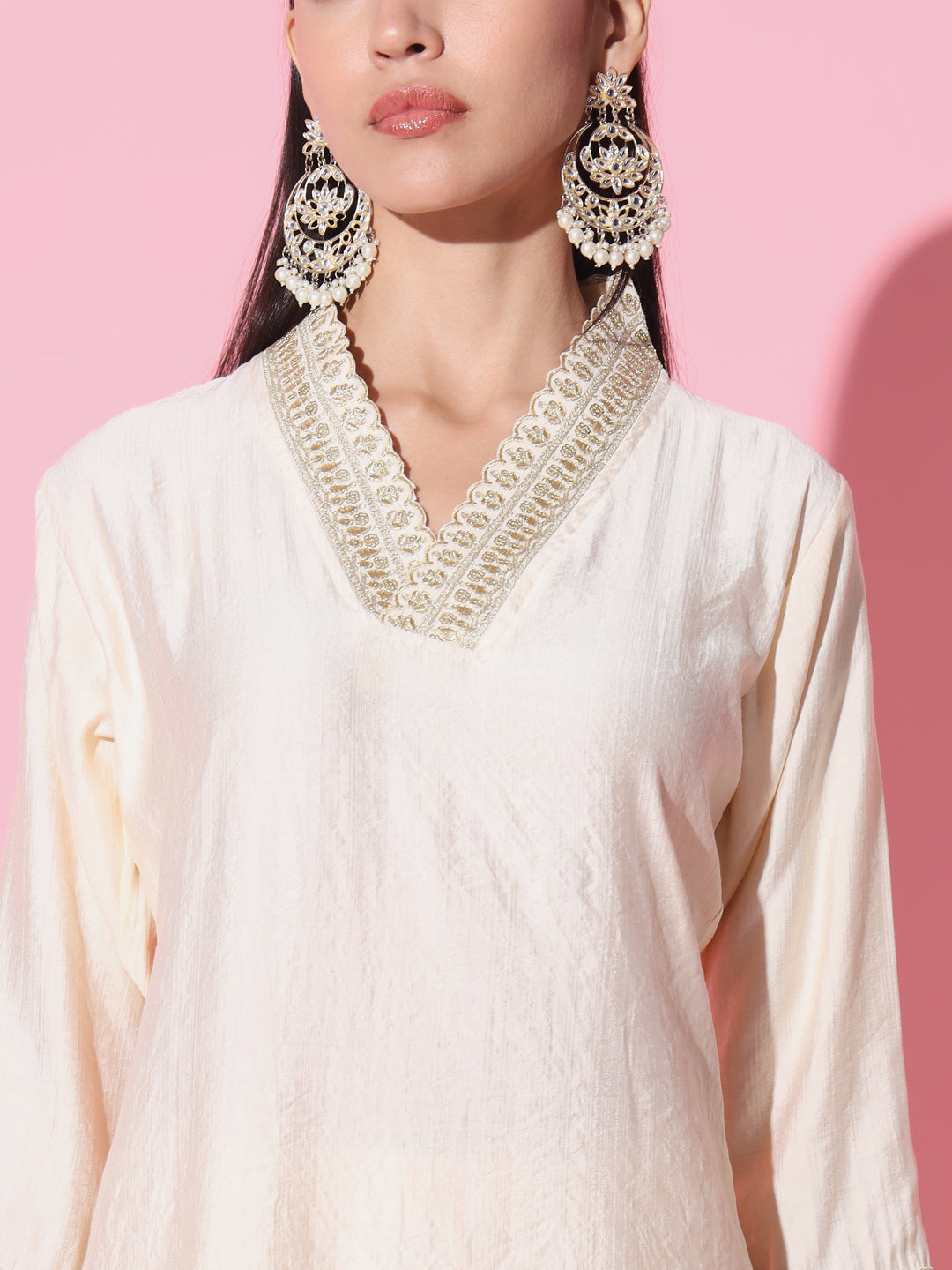 Gadhwal Fabric Sequence Embroidered Work Straight Cut Kurta, Pant and Dupatta Set