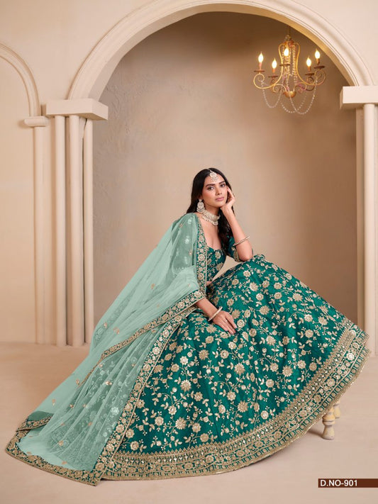 Green Art Silk Designer Lehenga With Blouse