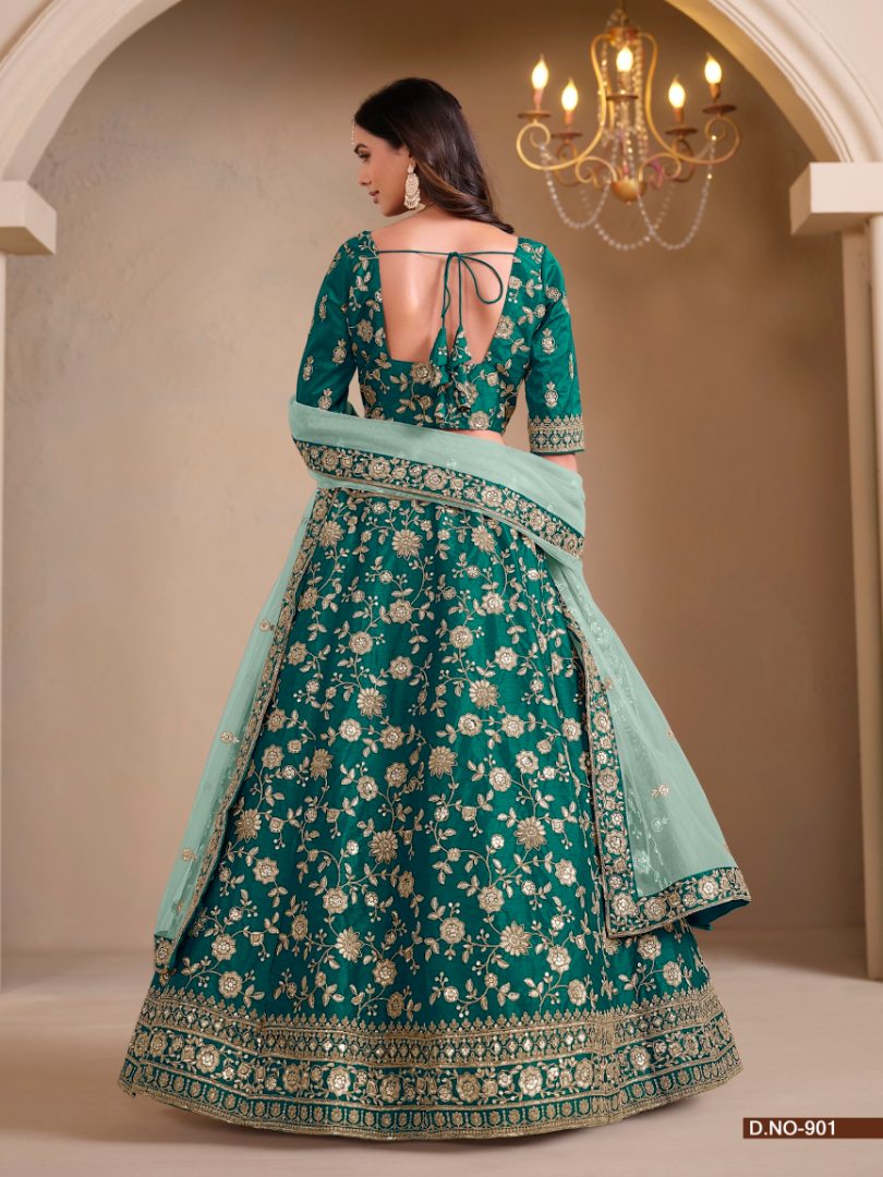 Green Art Silk Designer Lehenga With Blouse