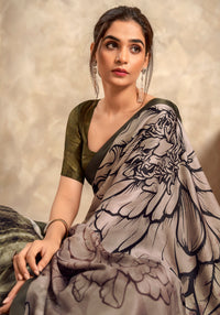 Light brown Soft Sattin Silk With Zari Weaving Saree With Blouse