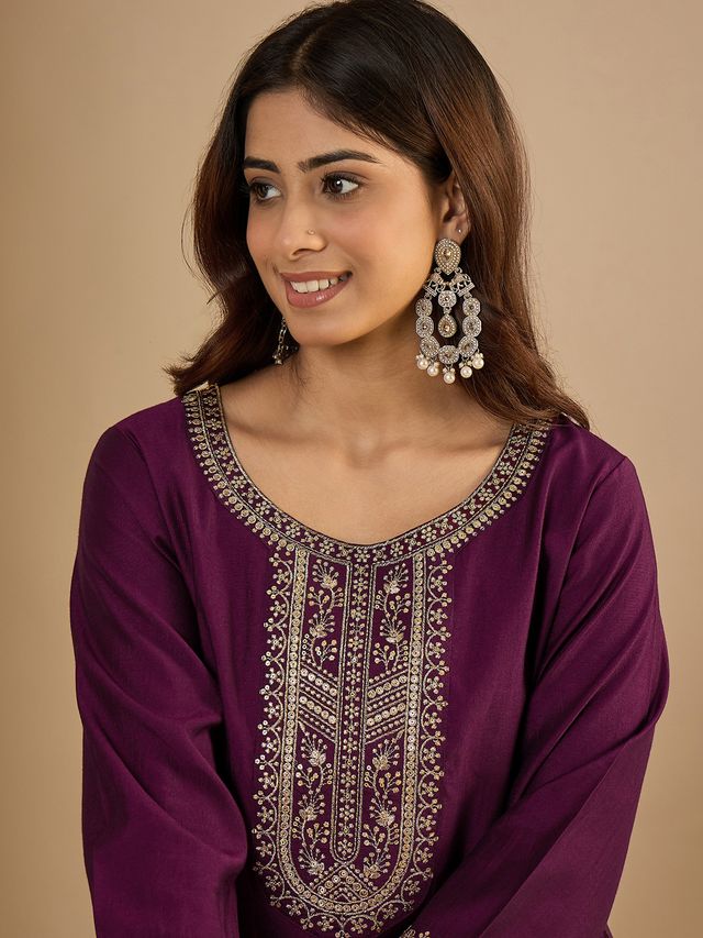 Purple Color Trendy Formal Looking Classy Ethnic Kurta For Girl