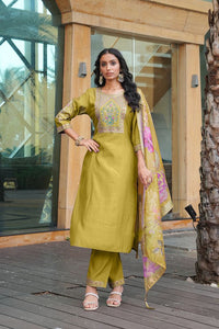 Yellow Color Beautiful Cotton Silk Fabric Ceremonial Salwar Suit