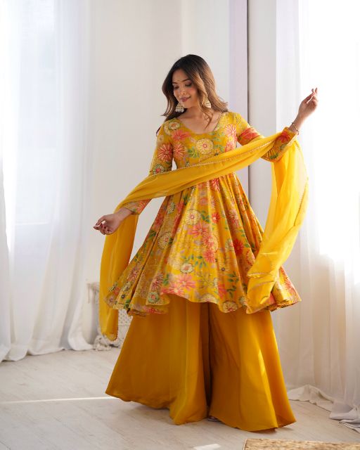 Wedding duppata set 3 pc anarkali gowan with duppata set with pent anarkali gowan