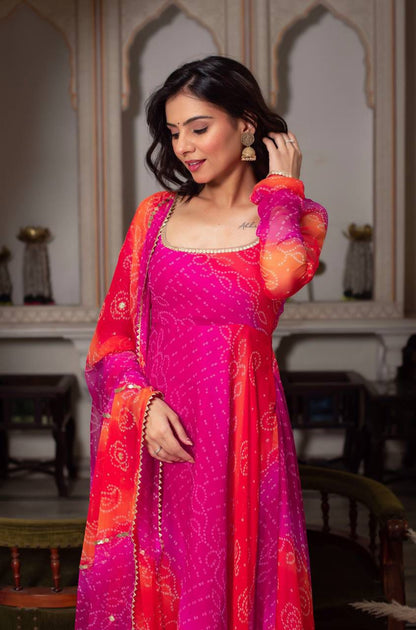 Women Gorgeous Digital Printed Faux Georgette Fabric Flared Anarkali, Pant and Dupatta Set