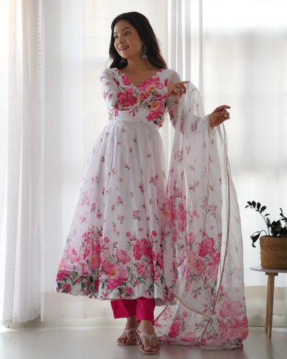 white anarkali gowan,white simple gowan,dance outfit, high qulity product,