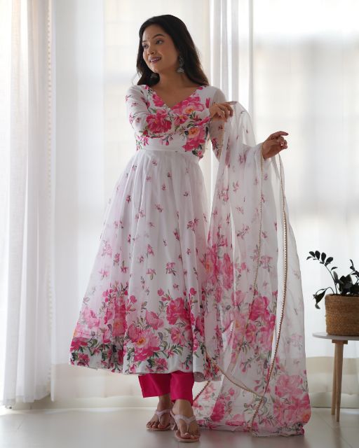 white anarkali gowan,white simple gowan,dance outfit, high qulity product,