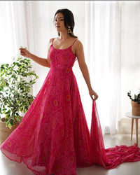 pink bandhani anarkali Pink Bandhani Suit Meesho The Bandhani Collection Meesho Kurta Set HaulMeesho Bandhani Kurta