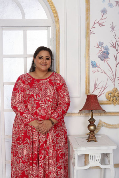 Pink Color Rayon Fabric Designer Printed Plus Size Kurta For Girls
