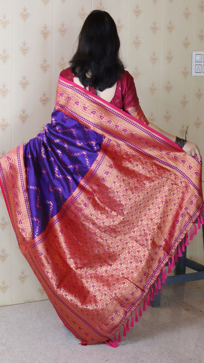 Violet Color Banarasi Silk Fabric Woven Designer Traditional Saree