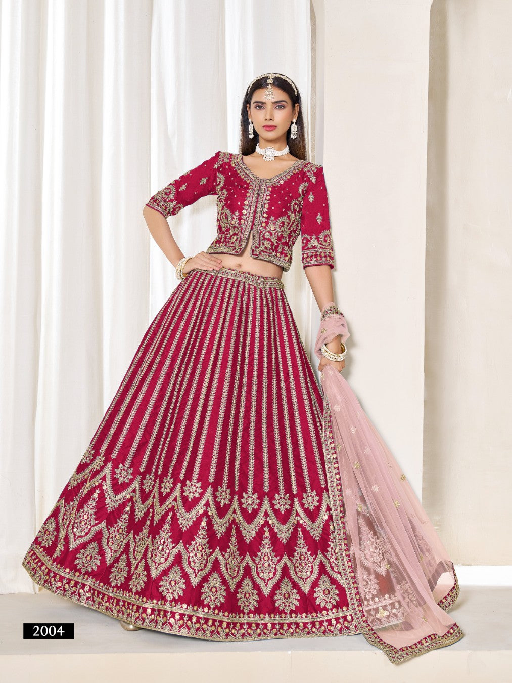 Red heavy embriodered art silk designer semi stitched Lehenga choli
