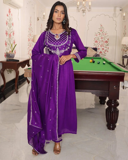 Royal Purple Party Wear Kurti Premium Look