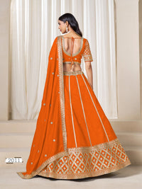 Orange embriodered art silk designer semi stitched Lehenga choli