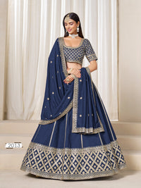 Navy embriodered art silk designer semi stitched Lehenga choli