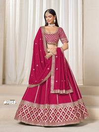 Red embriodered art silk designer semi stitched Lehenga choli