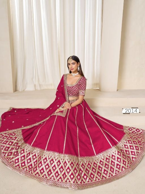 Red embriodered art silk designer semi stitched Lehenga choli